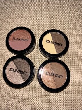 Lot of 4 Ellen Tracy Eyeshadow Duos in Brown, Bronze, Gold, Pink